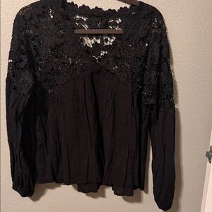 Free People Black Lace Blouse